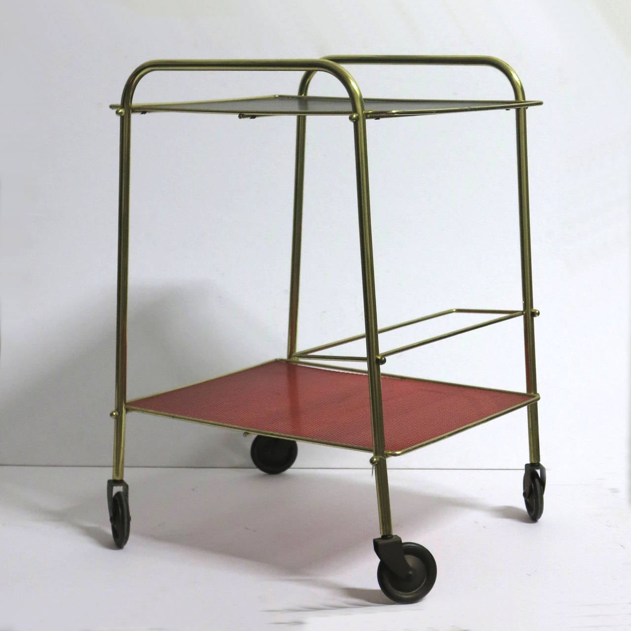 20th Century Serving Trolley with Trays in the Style of Mathieu Mathegot, 1950-1955 For Sale