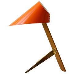Kalmar Vienna Table Lamp "Billy" With Orange Cone Lampshade
