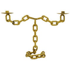 Nautical Iron Chain Link Candle Holder In The Manner of Franz West