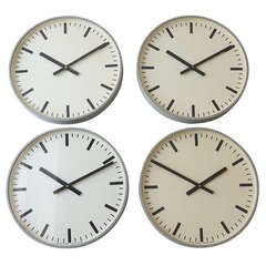 Set of Up to 6 Identical World Time Train Station Swiss Wall Clocks from the 1960s