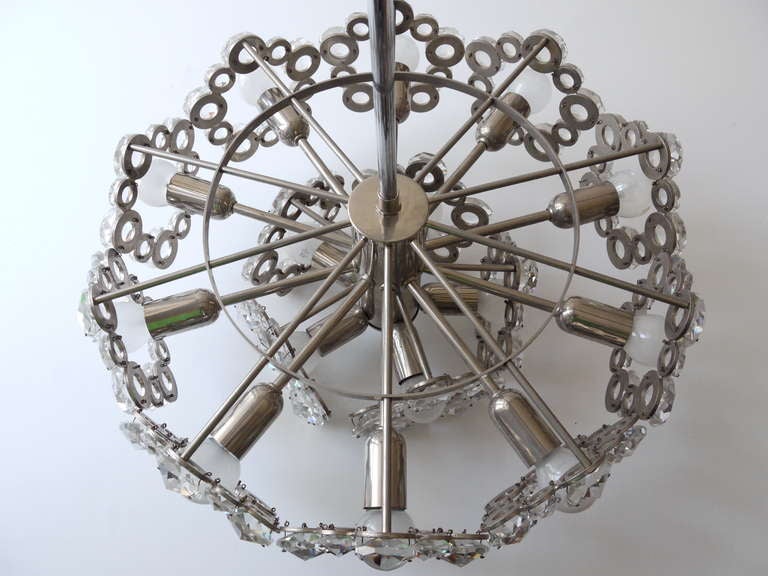 Austrian Lobmeyr Austria Chandelier with Big Faceted Crystals from the 1960s