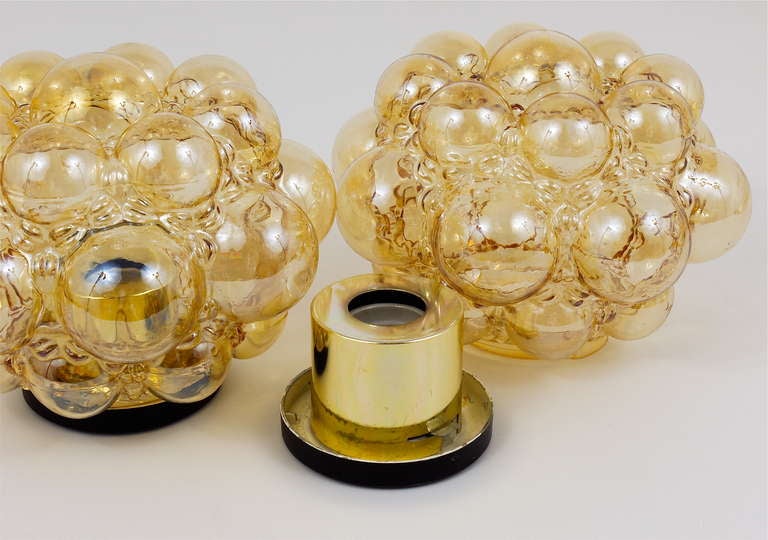 Pair Helena Tynell Bubble Glass Wall Lamps Sconces Flush Mounts from the 1960s 1