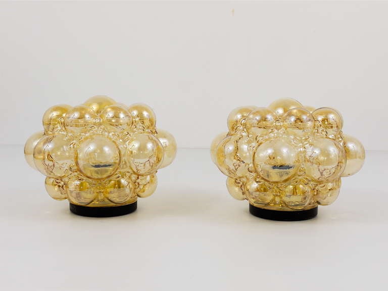 Pair Helena Tynell Bubble Glass Wall Lamps Sconces Flush Mounts from the 1960s 3