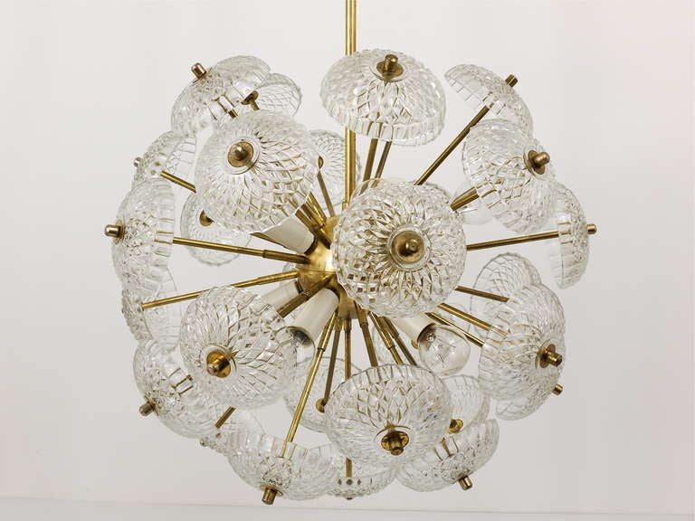 Italian Sputnik Blowball Brass Chandelier With Glass Discs From The 1960s 1