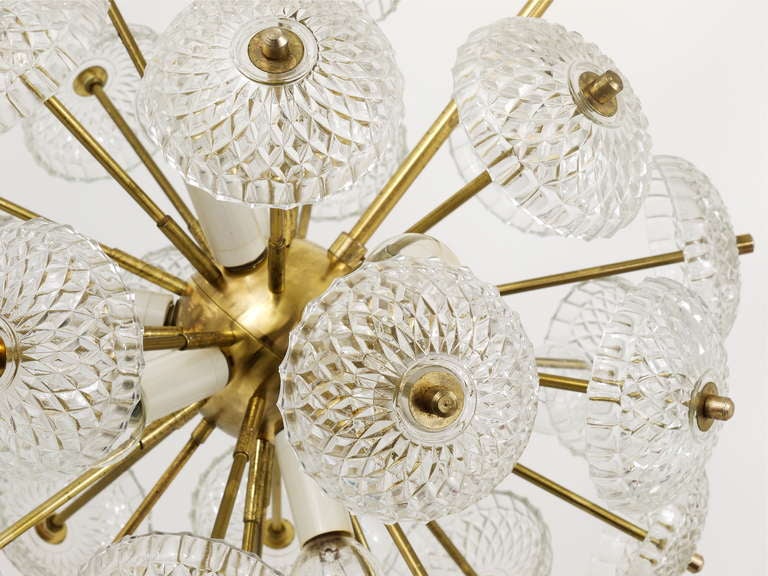 Italian Sputnik Blowball Brass Chandelier With Glass Discs From The 1960s 2