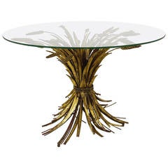 French Gilt "Sheaf of Wheat" Table, Coco Chanel, Hollywood Regency, 1960s