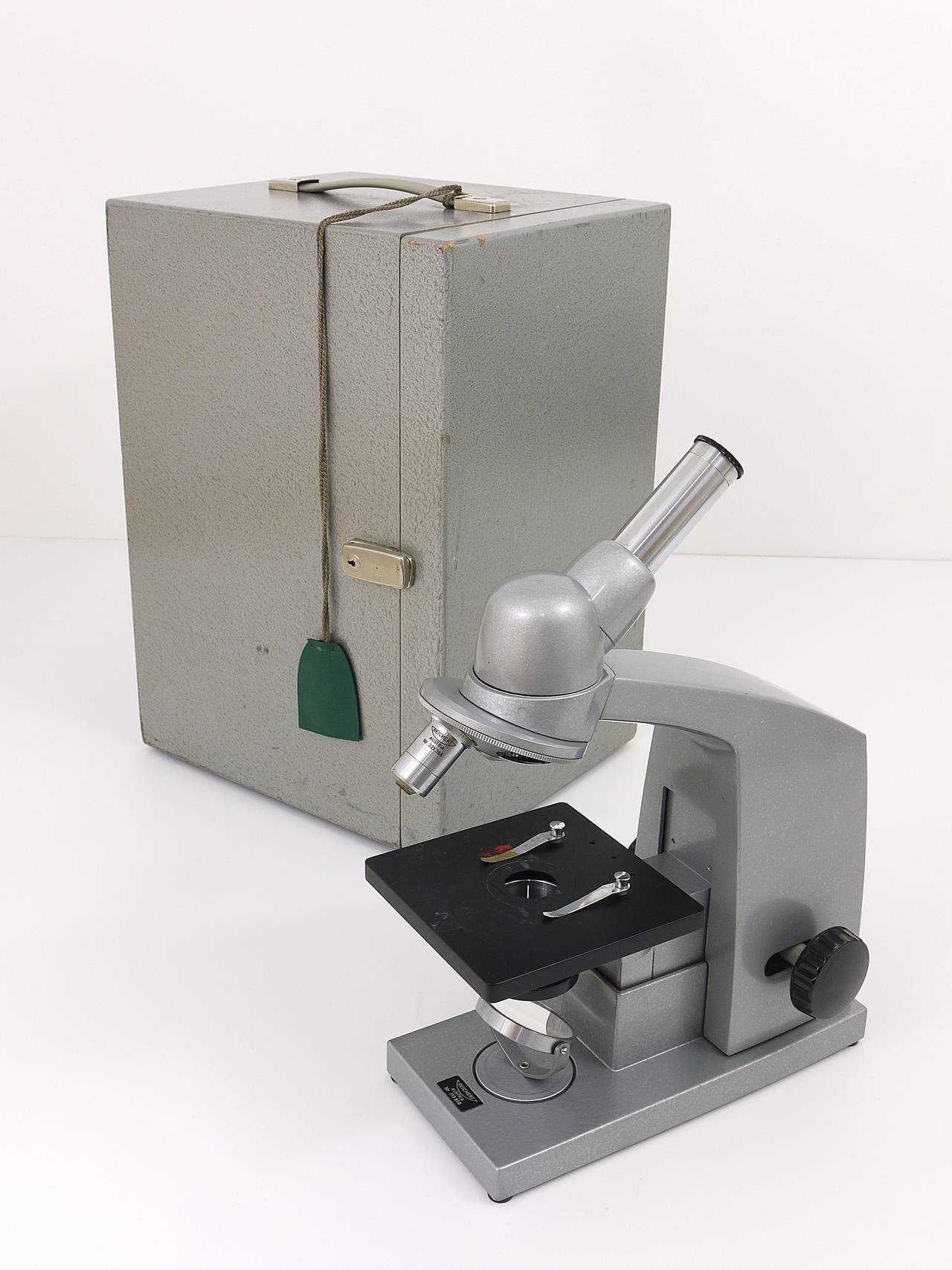 A very rare award-winning microscope, model Neopan, designed in 1963 by the Viennese architect and designer Carl Aubock. Executed by Reichert Austria. In good condition, fully working. With original case and accessories.