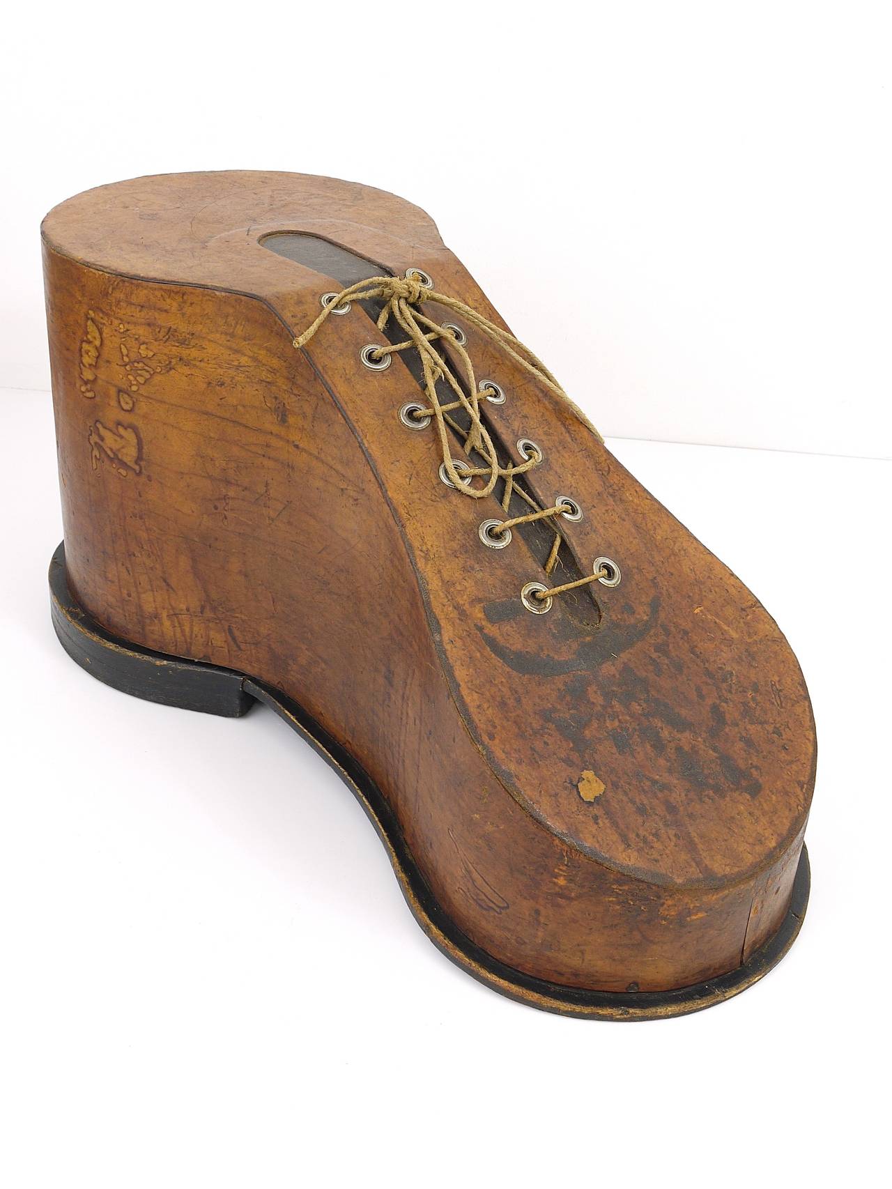 Unique Leather Shoe Stool Footstool from an Old Shoe Store, France