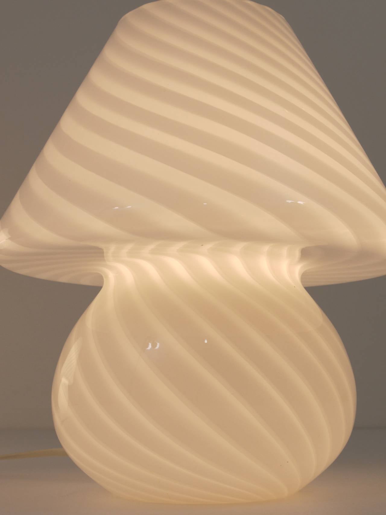 Murano Glass A Pair Italian Swirl Mushroom Table Lamps by Vistosi Murano