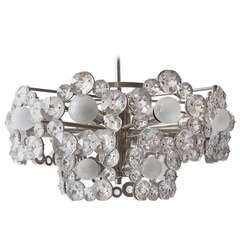 Lobmeyr Austria Chandelier with Big Faceted Crystals from the 1960s 12