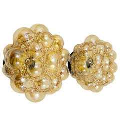 Pair Helena Tynell Bubble Glass Wall Lamps Sconces Flush Mounts from the 1960s 9