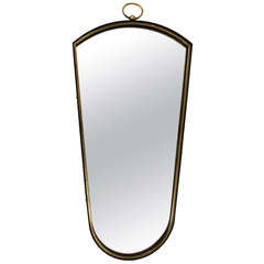 Italian Modernist Brass Frame Wall Mirror From The 1950s