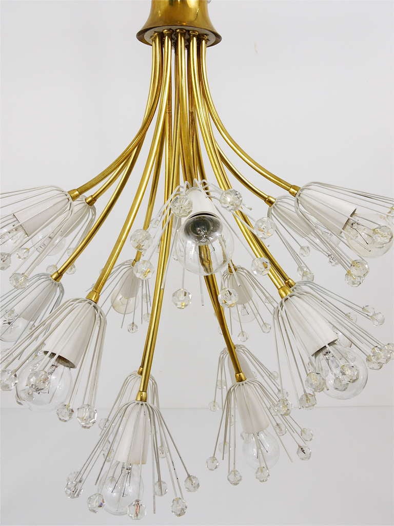 Emil Stejnar Pyra Midcentury Brass Chandelier by Rupert Nikoll Austria, 1950s For Sale 1