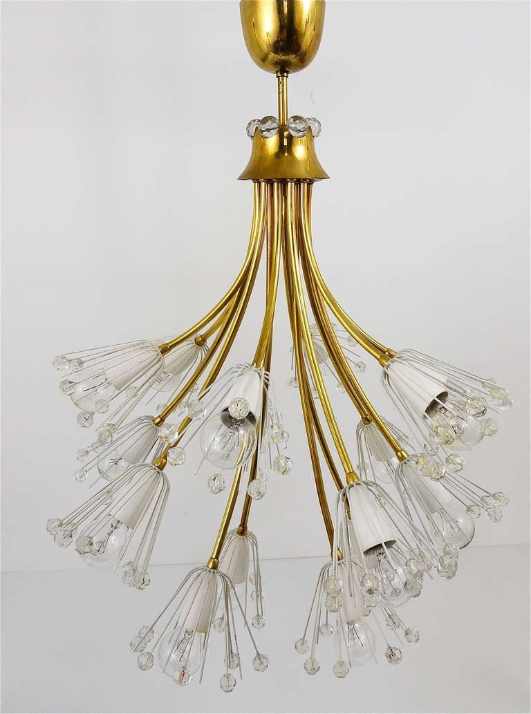 Emil Stejnar Pyra Midcentury Brass Chandelier by Rupert Nikoll Austria, 1950s For Sale 2