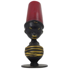 1950s African Figurine Mid-Century Brass Salt Shaker by Richard Rohac, Austria