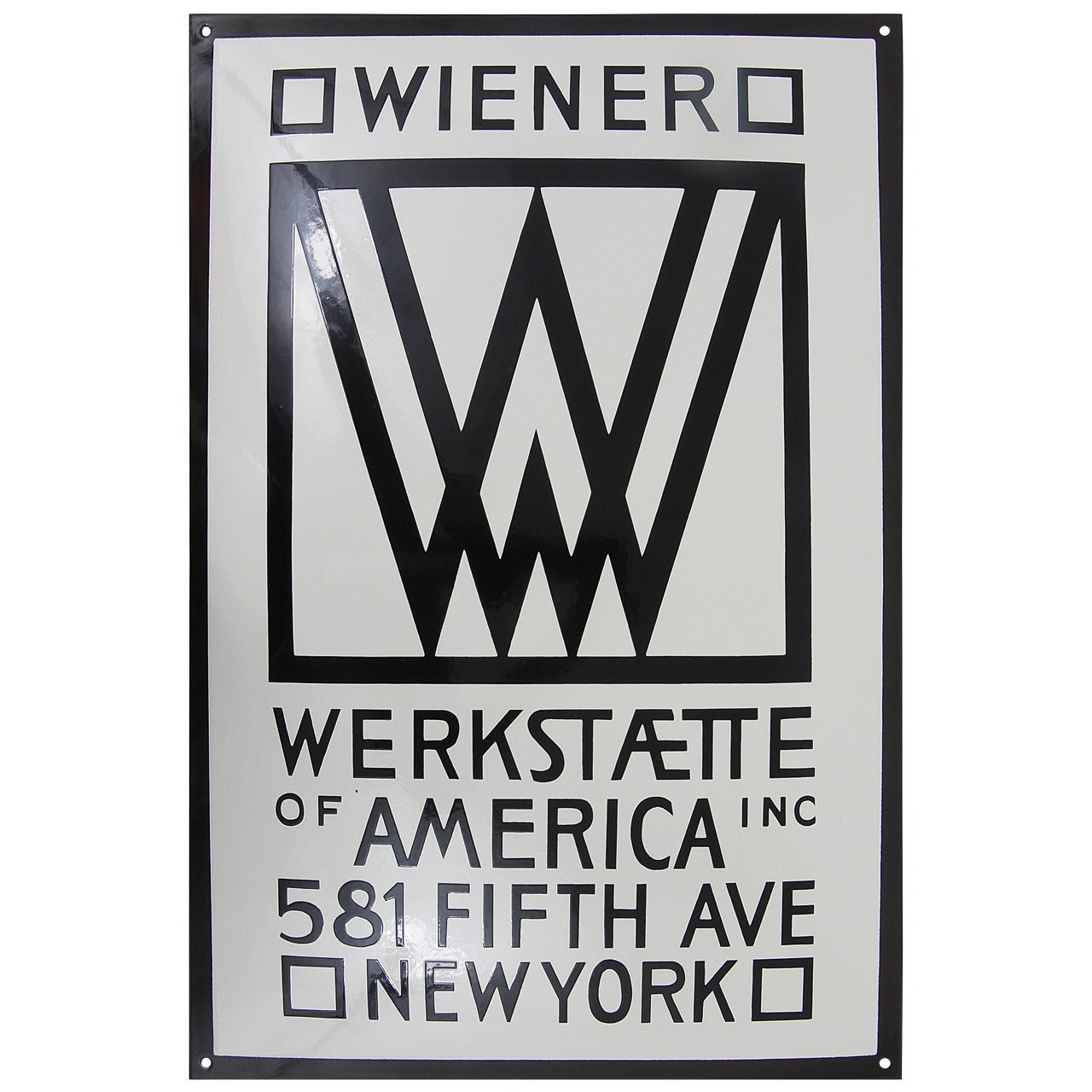 A Rare Wiener Werkstatte America New York Enameled Advertising Sign