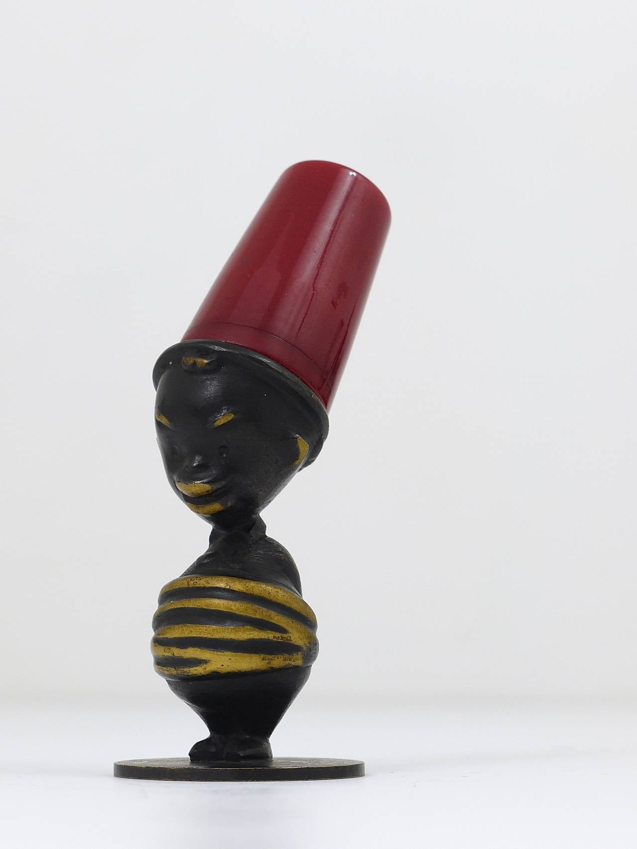 1950s African Figurine Mid-Century Brass Salt Shaker by Richard Rohac, Austria For Sale 3