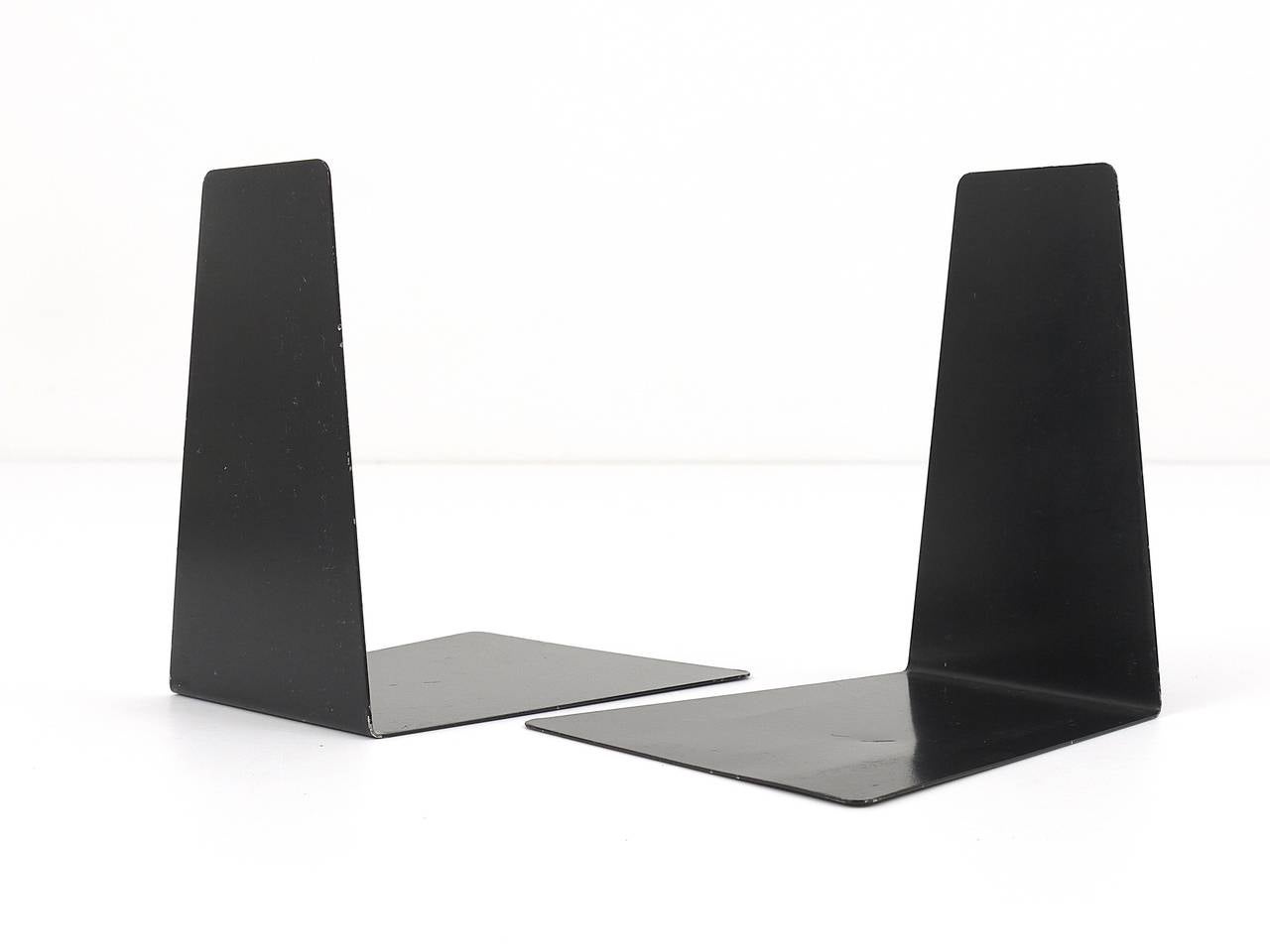 Austrian Bauhaus Black Metal Bookends by Marianne Brandt, 1930s for Ruppel, Germany