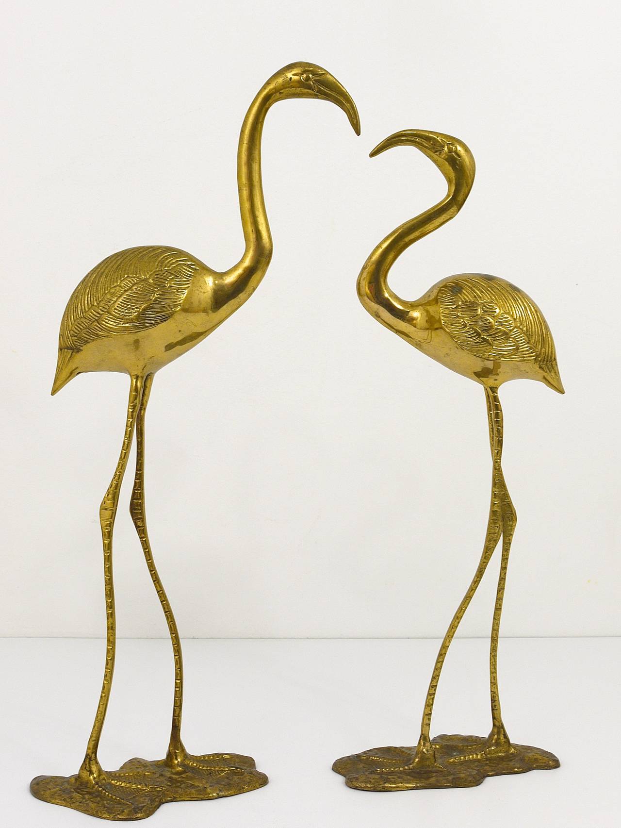 brass flamingos