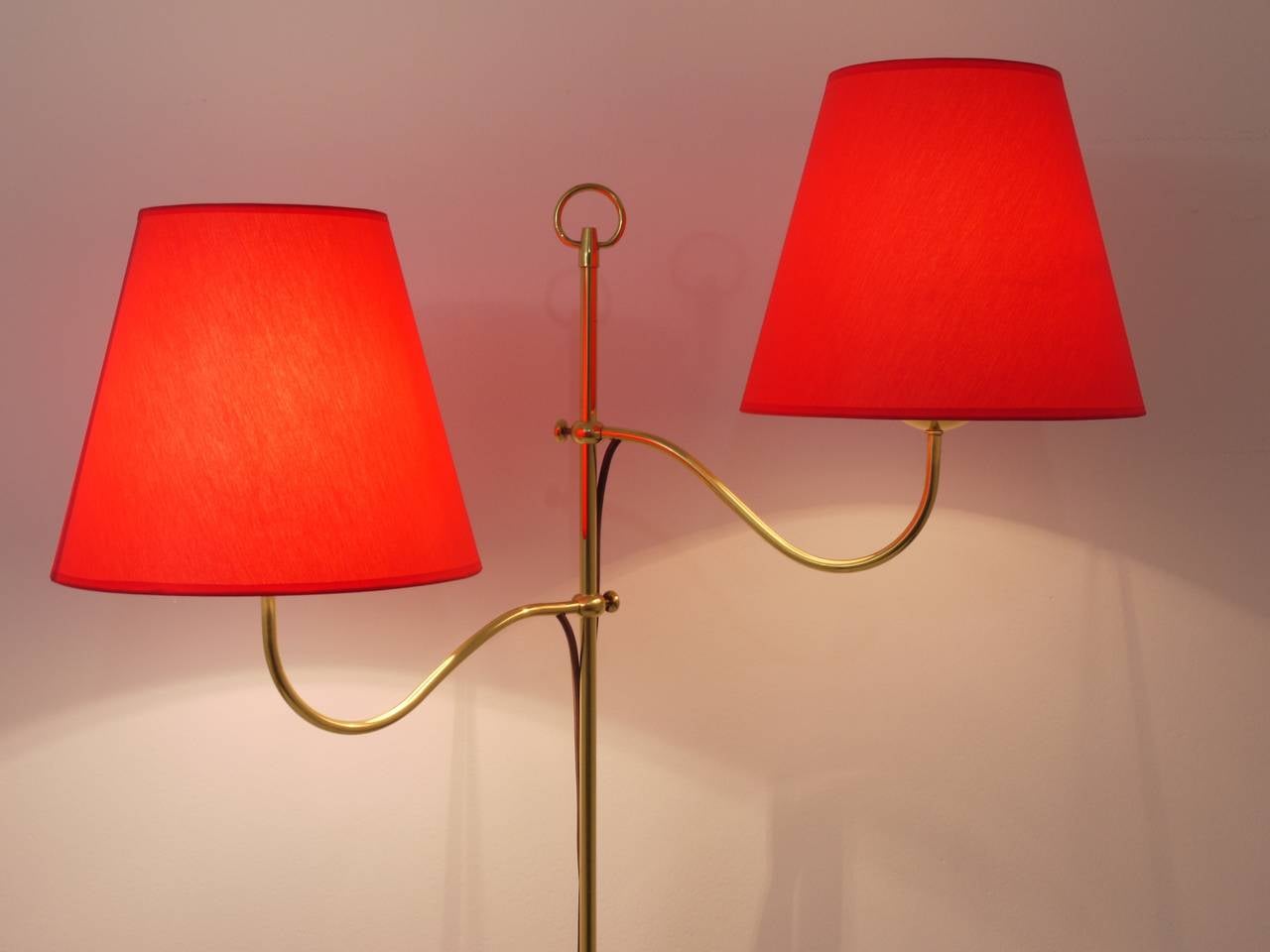 Elegant Two-Arms Mid-Century Brass Floor Lamp by Josef Frank, Austria, 1950 For Sale 4