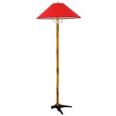 Carl Aubock Butterfly Lamp Tiltable Modernist Floor Lamp With Red Lampshade