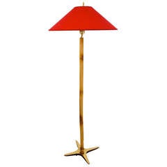 Carl Aubock X Floor Lamp Tiltable Modernist Lamp With Red Lampshade