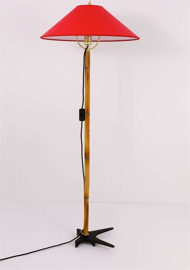 Carl Aubock Butterfly Lamp Tiltable Modernist Floor Lamp With Red Lampshade