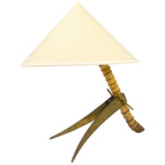 Mid-Century Rupert Nikoll Bamboo Brass Table Lamp, Austria, 1950s