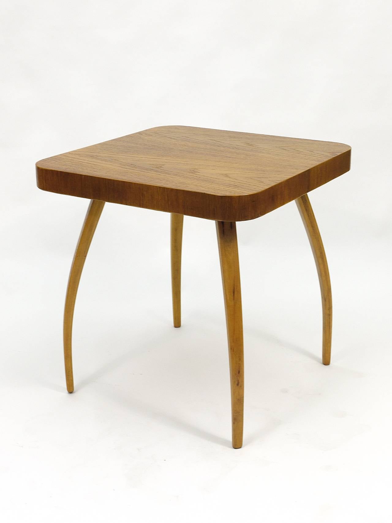 Wood 1930s Spider Side Table H259 by Jindrich Halabala, Bauhaus, Excellent Condition