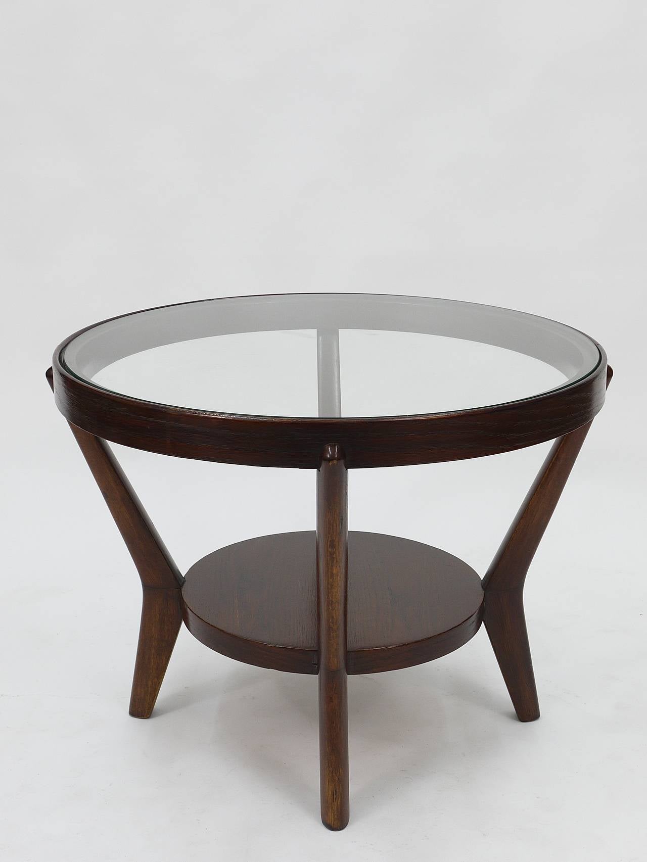 Mid-20th Century 1930s Round Art Deco Side Table by Jindrich Halabala, Excellent Condition