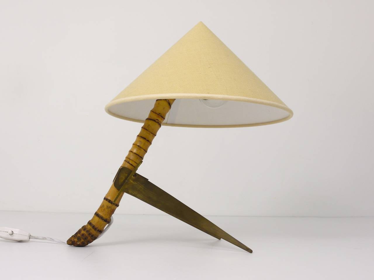 Mid-Century Modern Mid-Century Rupert Nikoll Bamboo Brass Table Lamp, Austria, 1950s