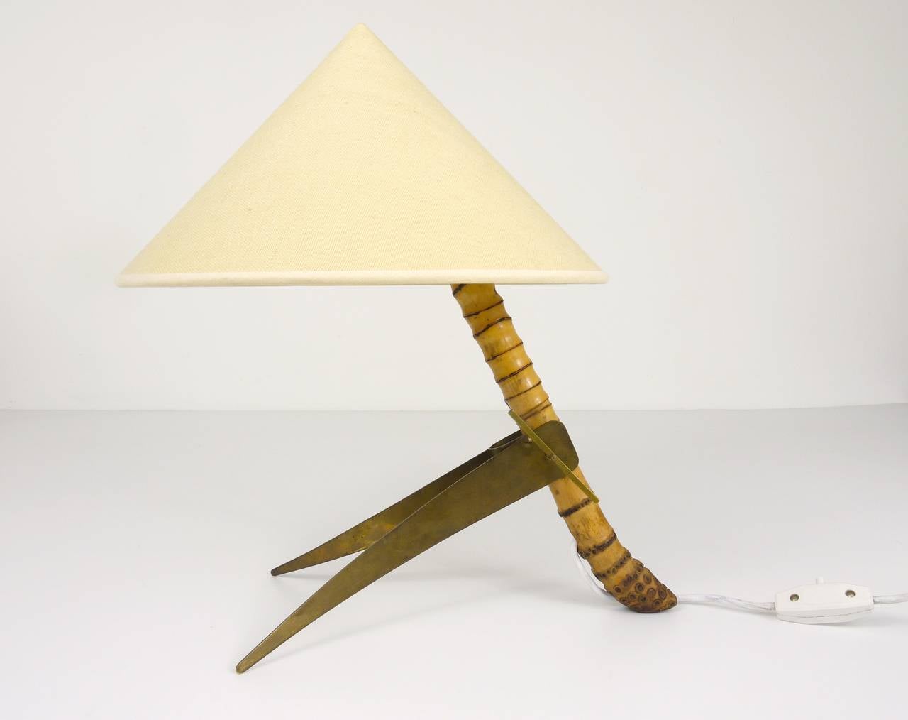 Mid-Century Rupert Nikoll Bamboo Brass Table Lamp, Austria, 1950s In Good Condition In Vienna, AT