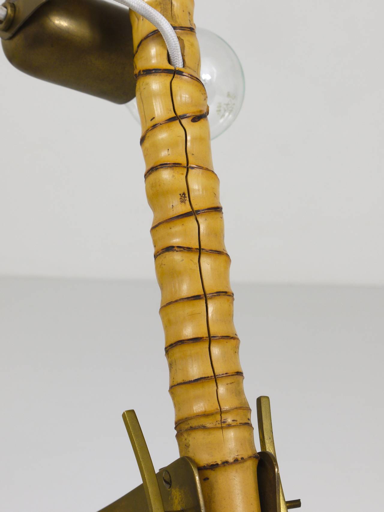 Mid-Century Rupert Nikoll Bamboo Brass Table Lamp, Austria, 1950s 1