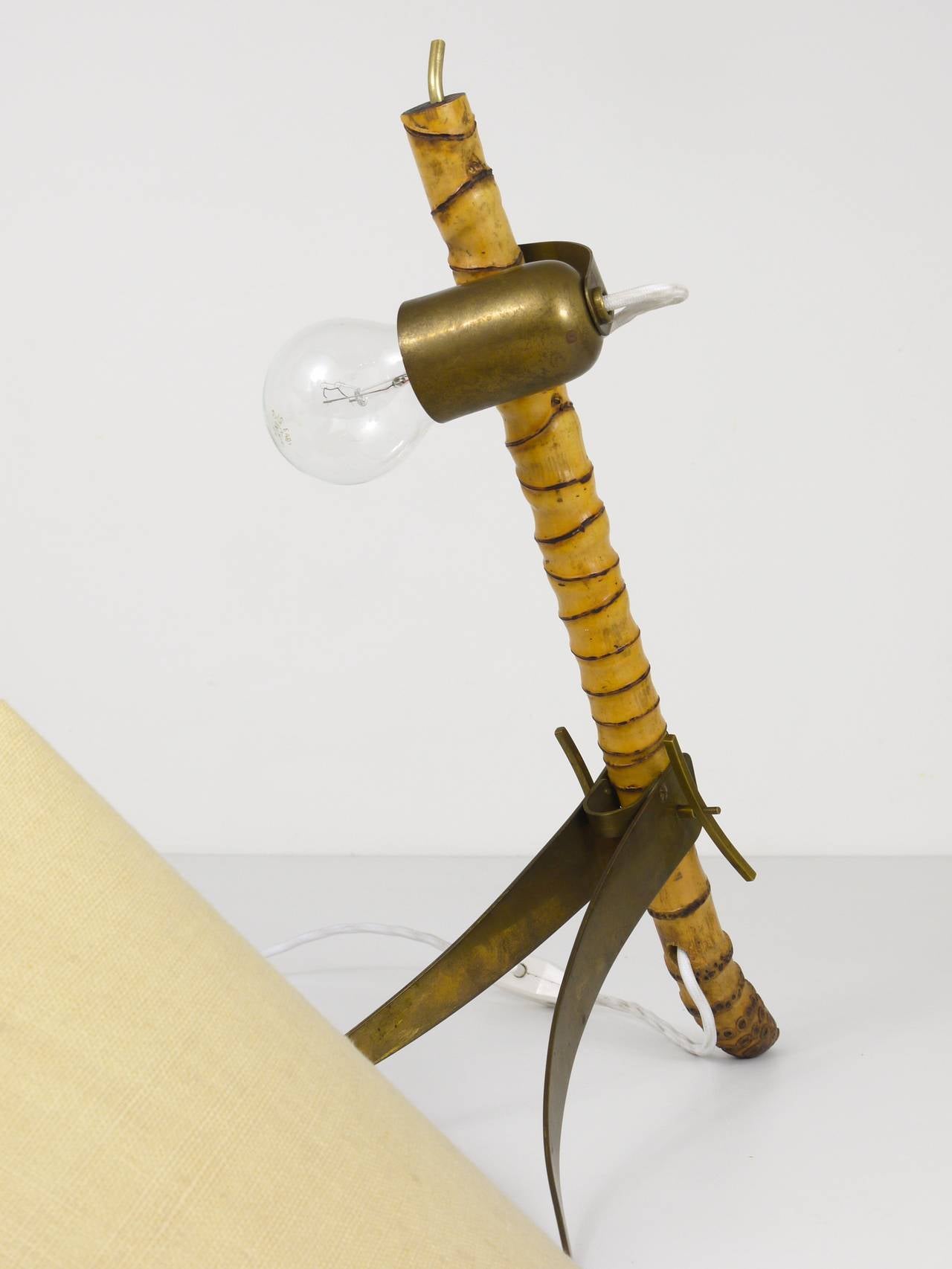 Mid-Century Rupert Nikoll Bamboo Brass Table Lamp, Austria, 1950s 2