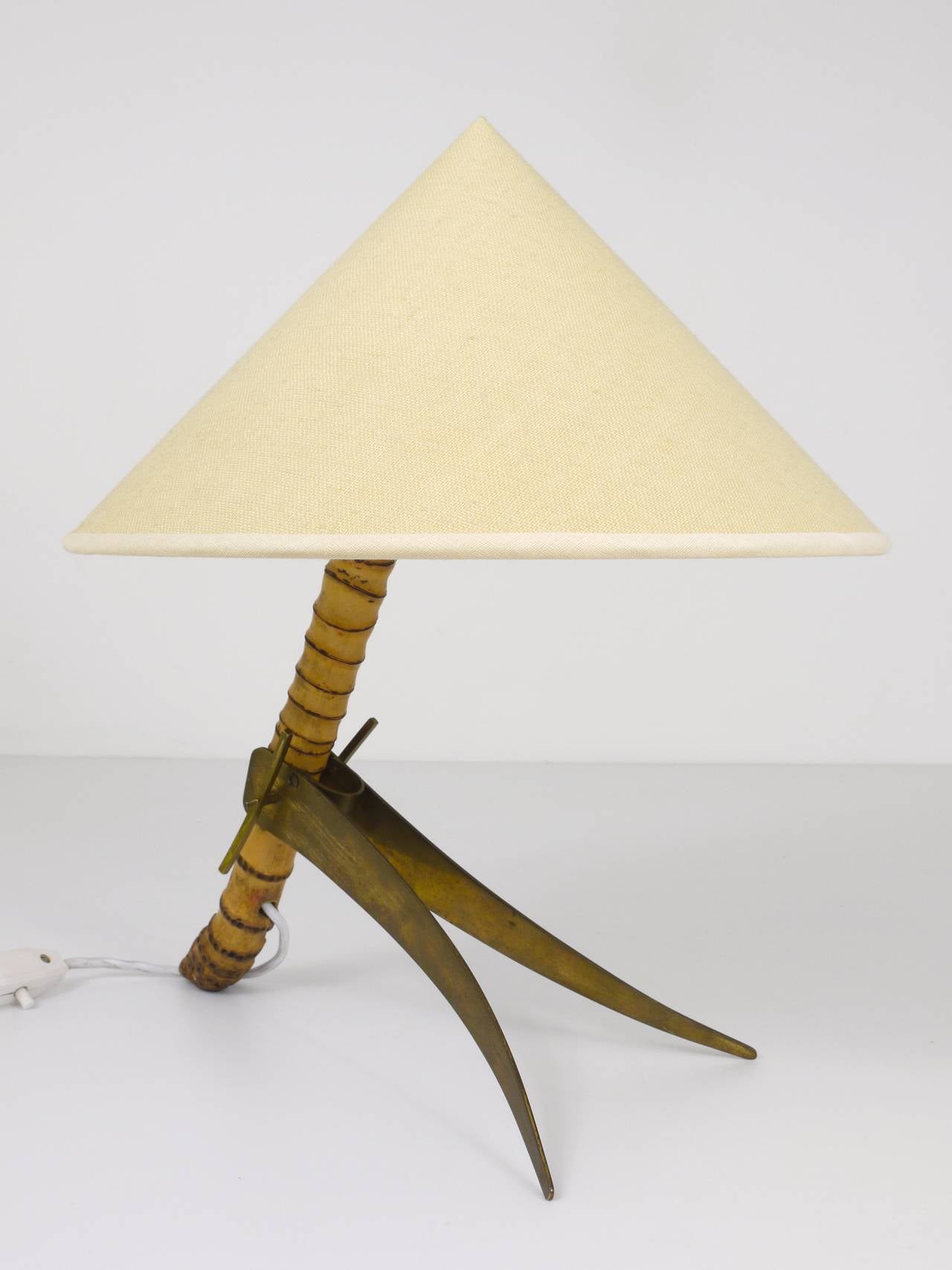 Mid-Century Rupert Nikoll Bamboo Brass Table Lamp, Austria, 1950s 3