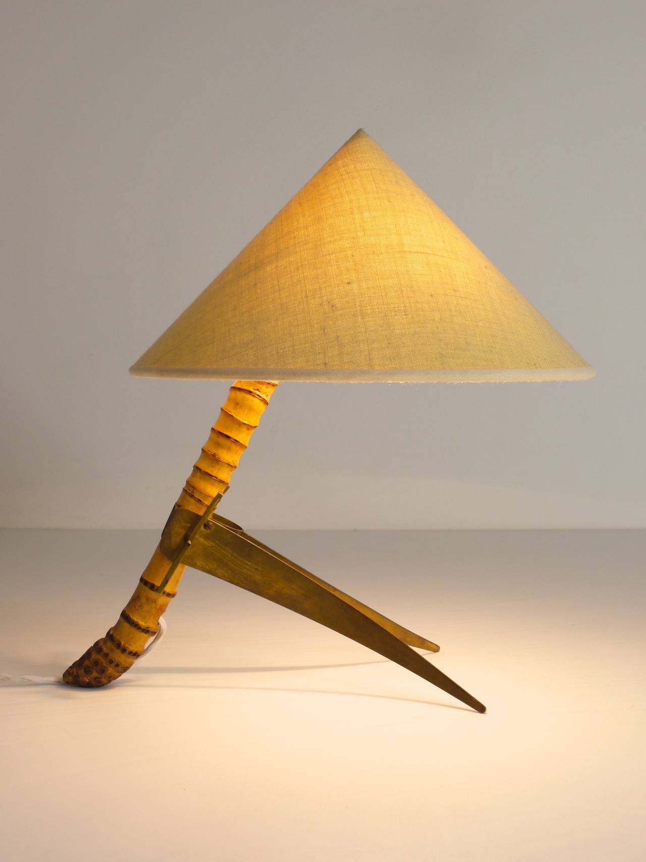 Mid-Century Rupert Nikoll Bamboo Brass Table Lamp, Austria, 1950s 4