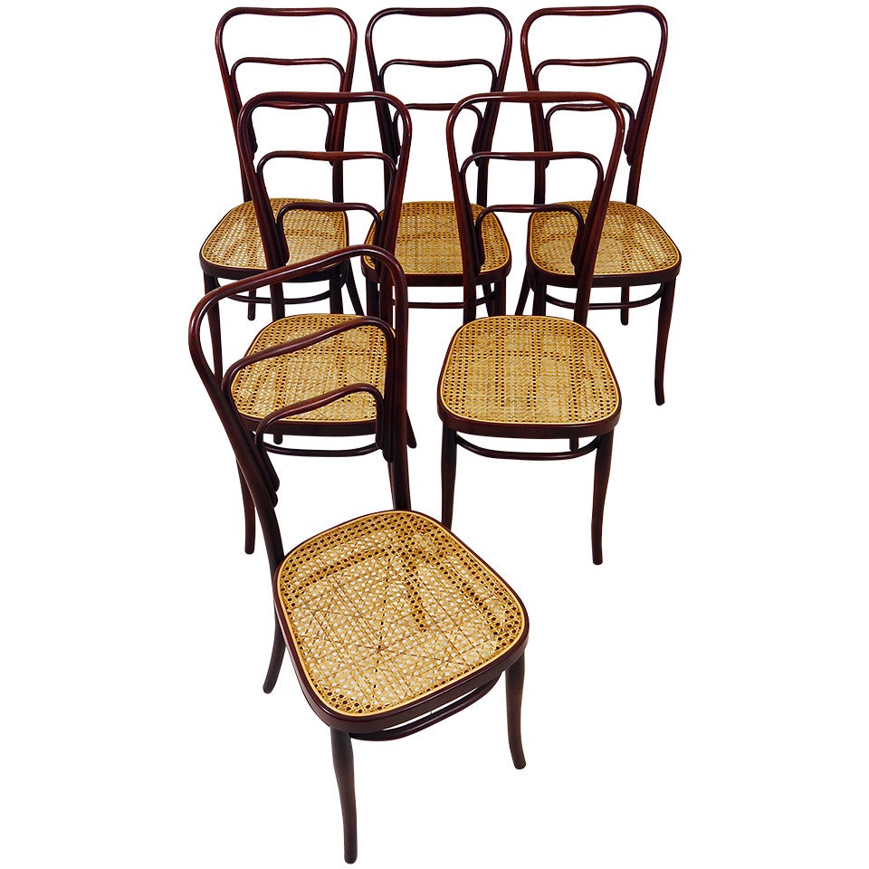 Set of 6 Adolf Loos Thonet Vienna Café Museum Art Nouveau Bentwood Chairs