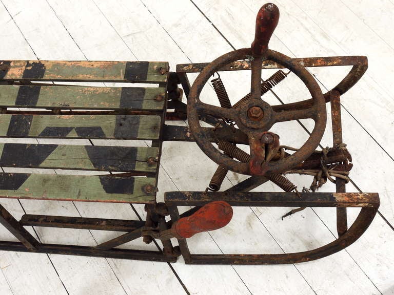 100-Year-Old MARS Military Steerable Iron Sleigh In Fair Condition In Vienna, AT