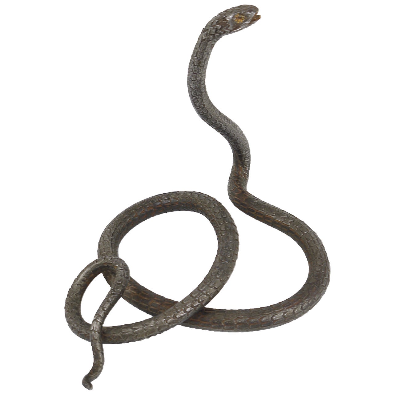 A Hand-Forged Iron Model Of A Snake, Snake Sculpture, Vienna, 1920s