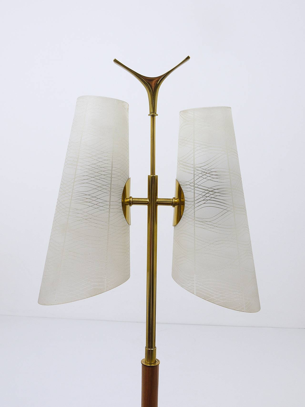 20th Century Rupert Nikoll Mid-Century Brass Floor Lamp, Austria, 1950s For Sale