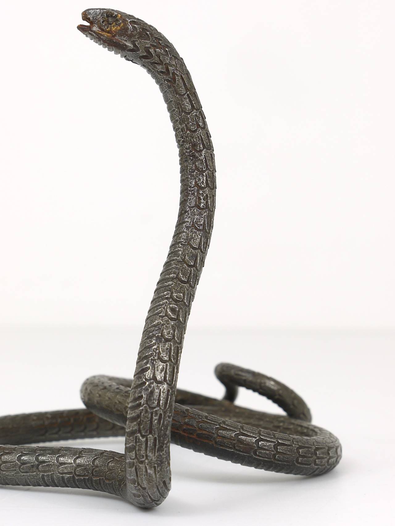 Austrian A Hand-Forged Iron Model Of A Snake, Snake Sculpture, Vienna, 1920s