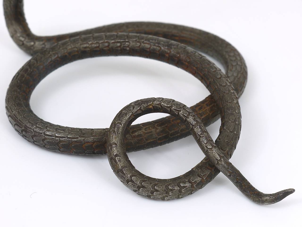 A Hand-Forged Iron Model Of A Snake, Snake Sculpture, Vienna, 1920s 1