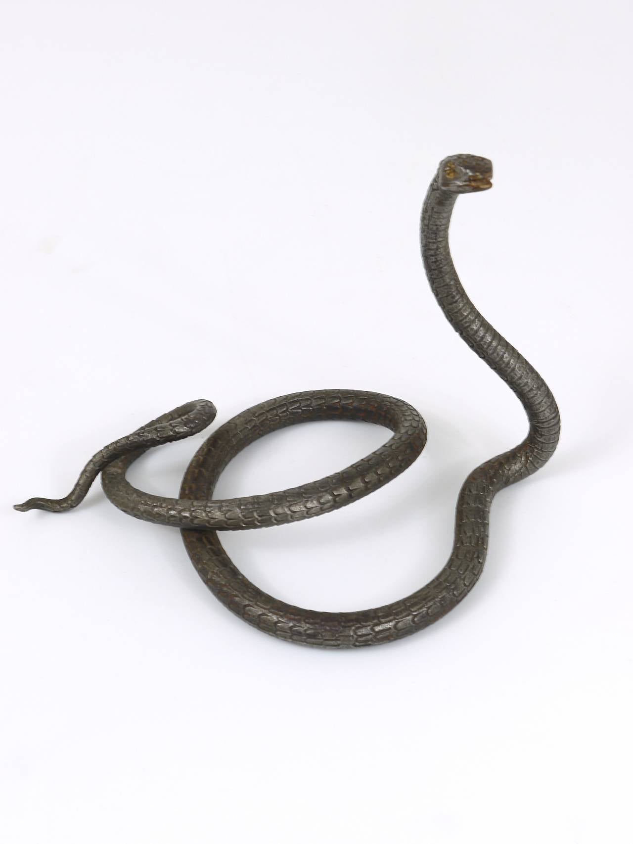 A Hand-Forged Iron Model Of A Snake, Snake Sculpture, Vienna, 1920s 2