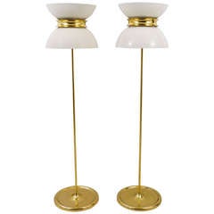 Pair of Italian Modernist Brass Floor Lamps from the 1950s Stilnovo Style 10