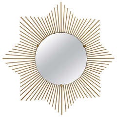 French Modernist Sunburst Starburst Wall Mirror from the 1950s