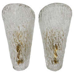 Pair of Kalmar Mid-Century Brass Glass Sconces Wall Lamps, Austria, 1950s 12