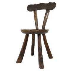 Petite French Carved Wood Chair In The Manner of Alexandre Noll from the 1950s