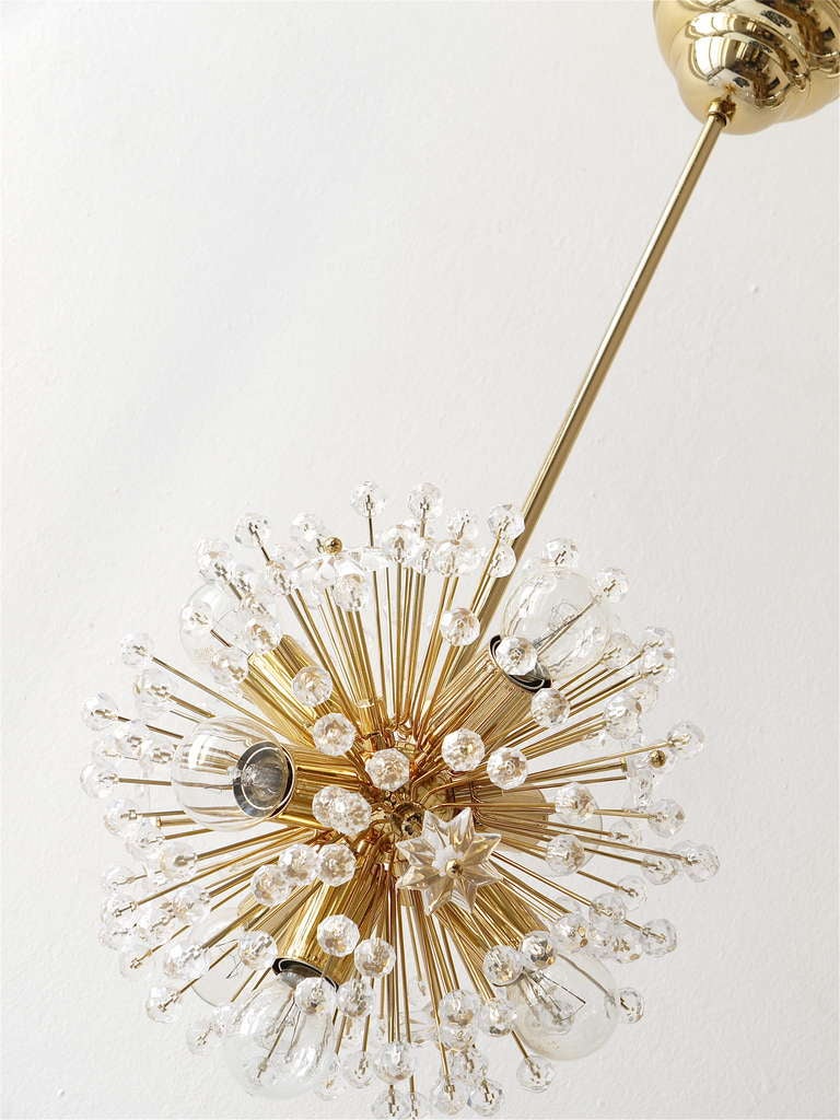 20th Century Two Emil Stejnar Gold-Plated Blowball Sputnik Chandelier, Austria, 1970s For Sale
