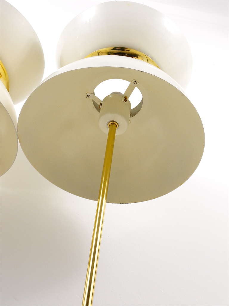 Metal Pair of Italian Modernist Brass Floor Lamps from the 1950s Stilnovo Style
