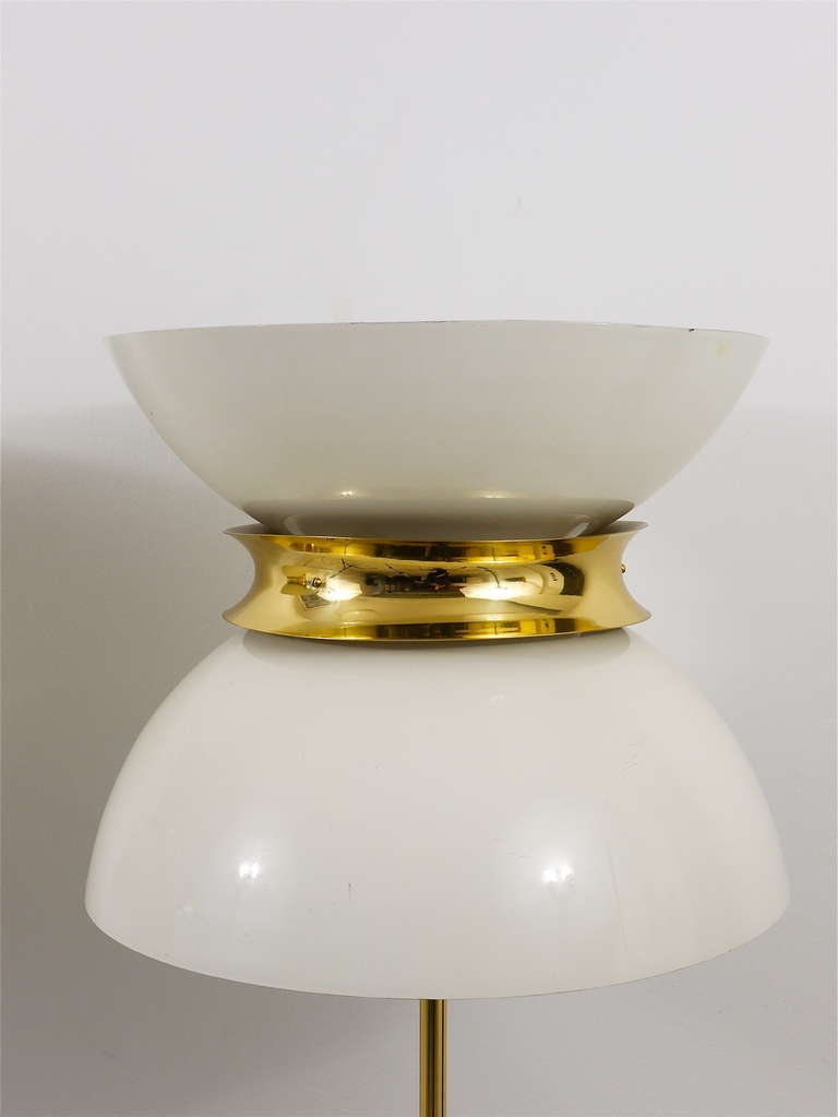 Pair of Italian Modernist Brass Floor Lamps from the 1950s Stilnovo Style 2